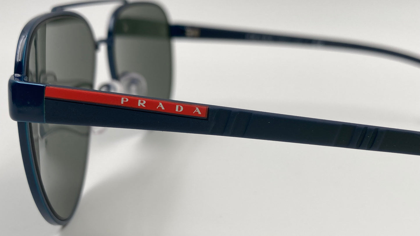 *NEW* PRADA LINEA ROSSA PS54T 58/14/145 SUNGLASSES - BLUE/GREEN MIRROR GREEN