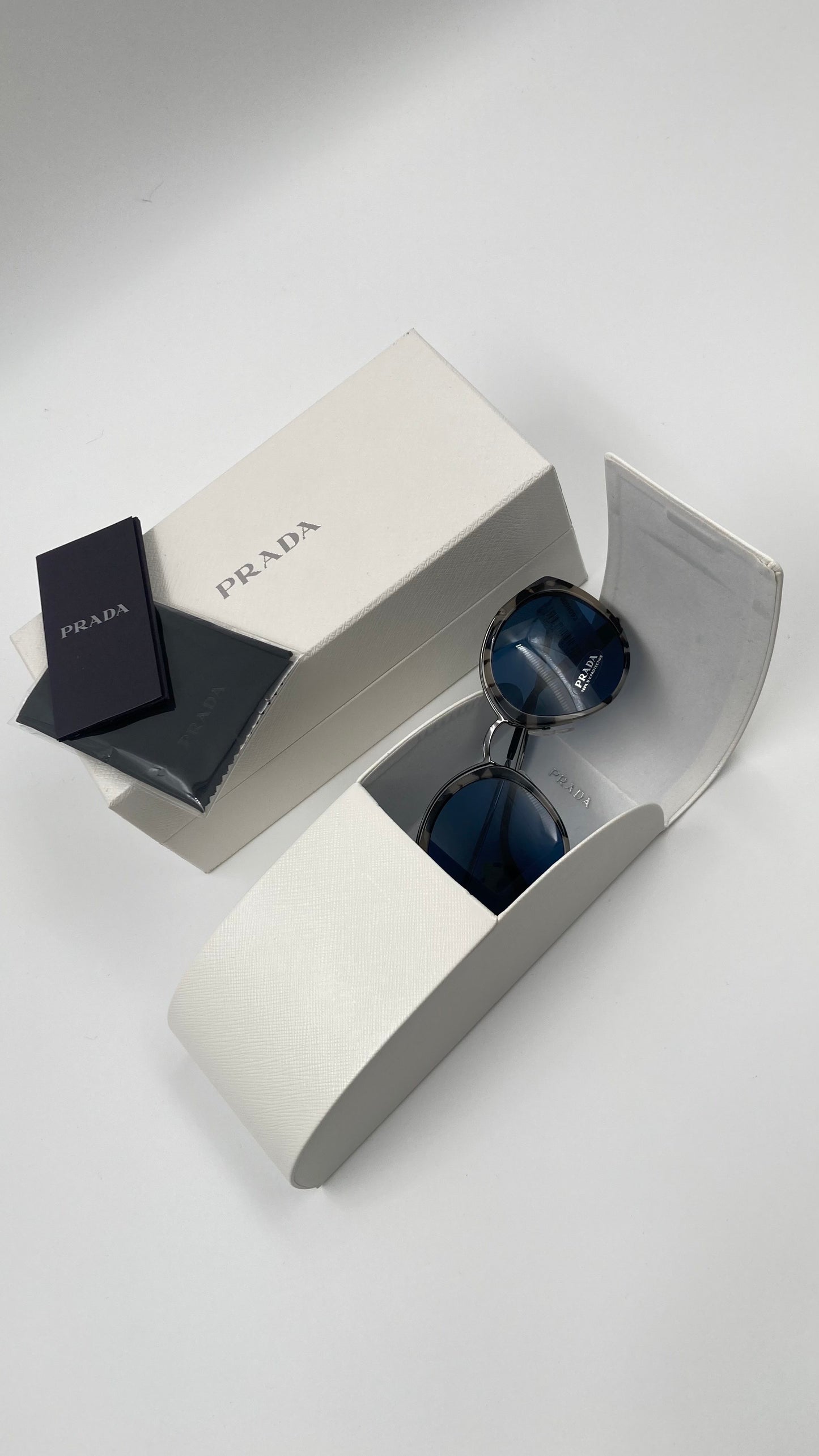 *NEW* PRADA CONCEPTUAL SUNGLASSES PR18U HU7219 53/24/140 - GREY HAVANA/BLUE