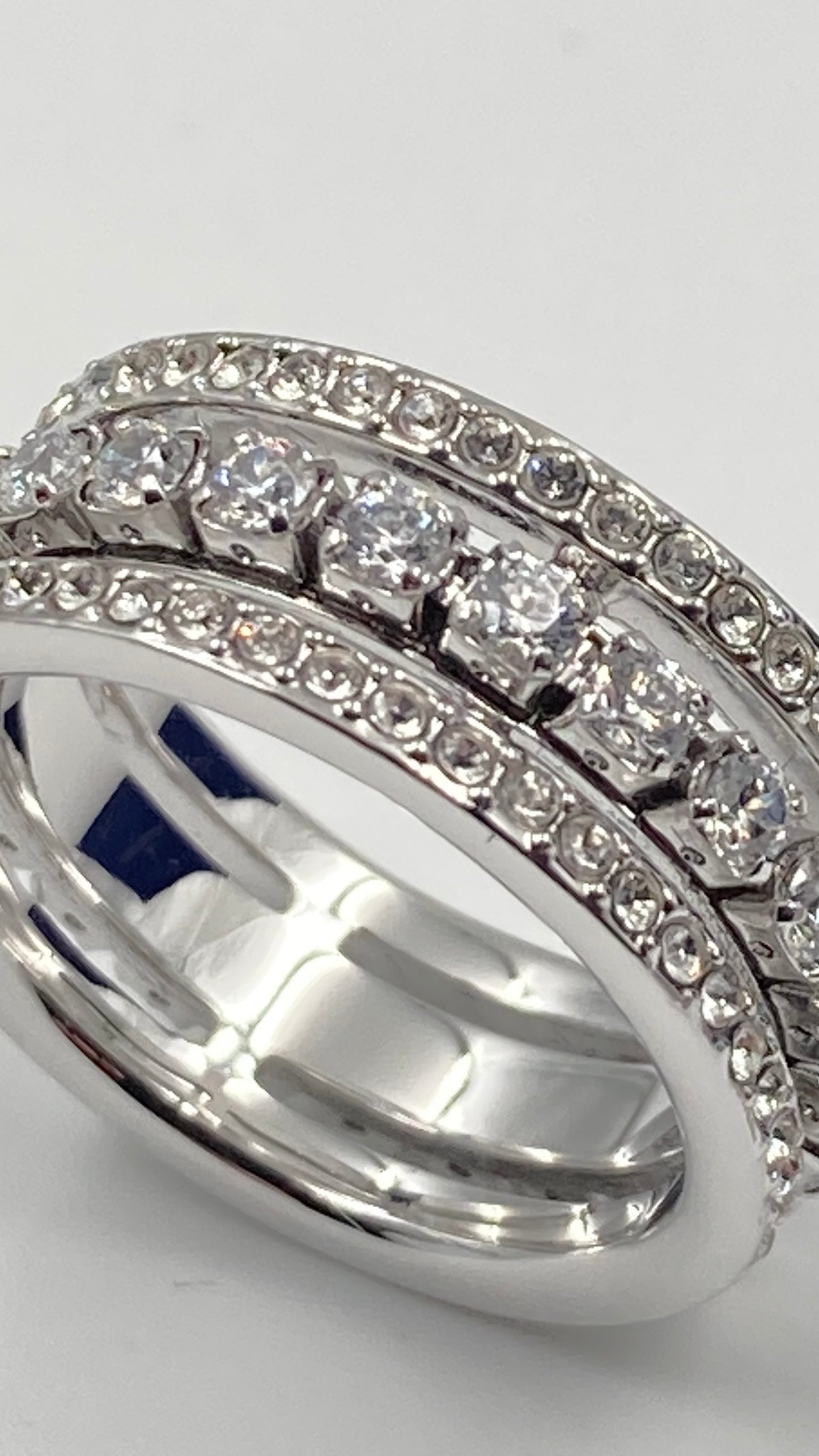 New SWAROVSKI BAGUETTE FURTHER RING - WHITE CRYSTALS - SILVER - SIZE 50