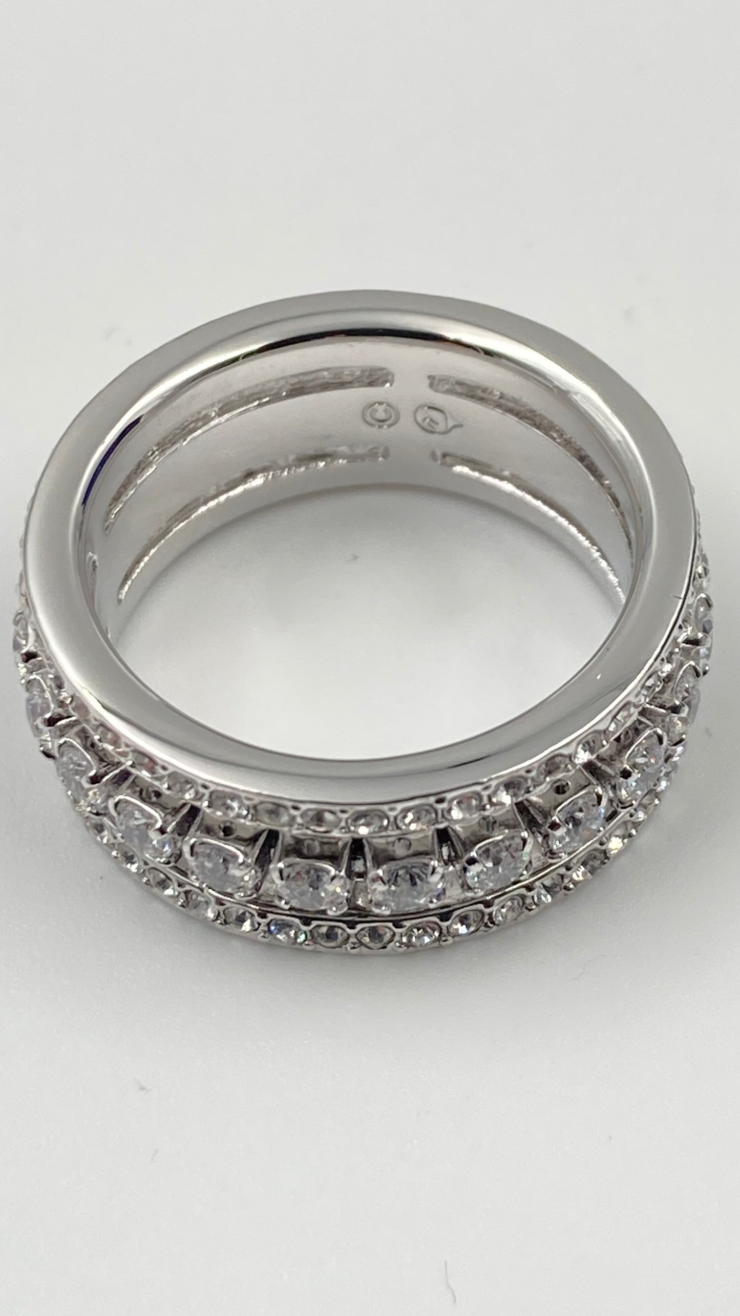 New SWAROVSKI BAGUETTE FURTHER RING - WHITE CRYSTALS - SILVER - SIZE 50