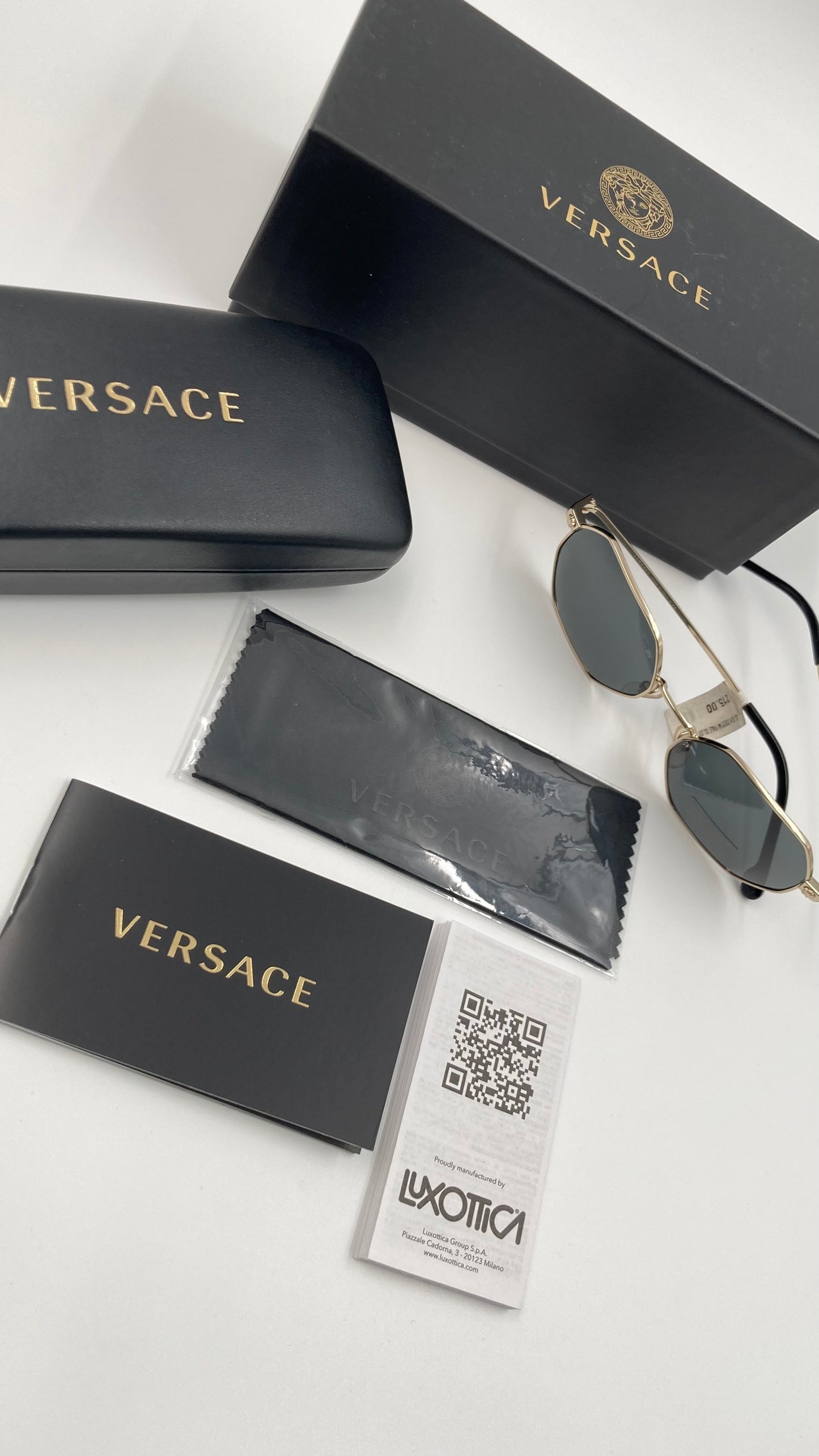 *NEW* VERSACE VE2194 1252/87 UNISEX SUNGLASSES - PALE GOLD/GREY