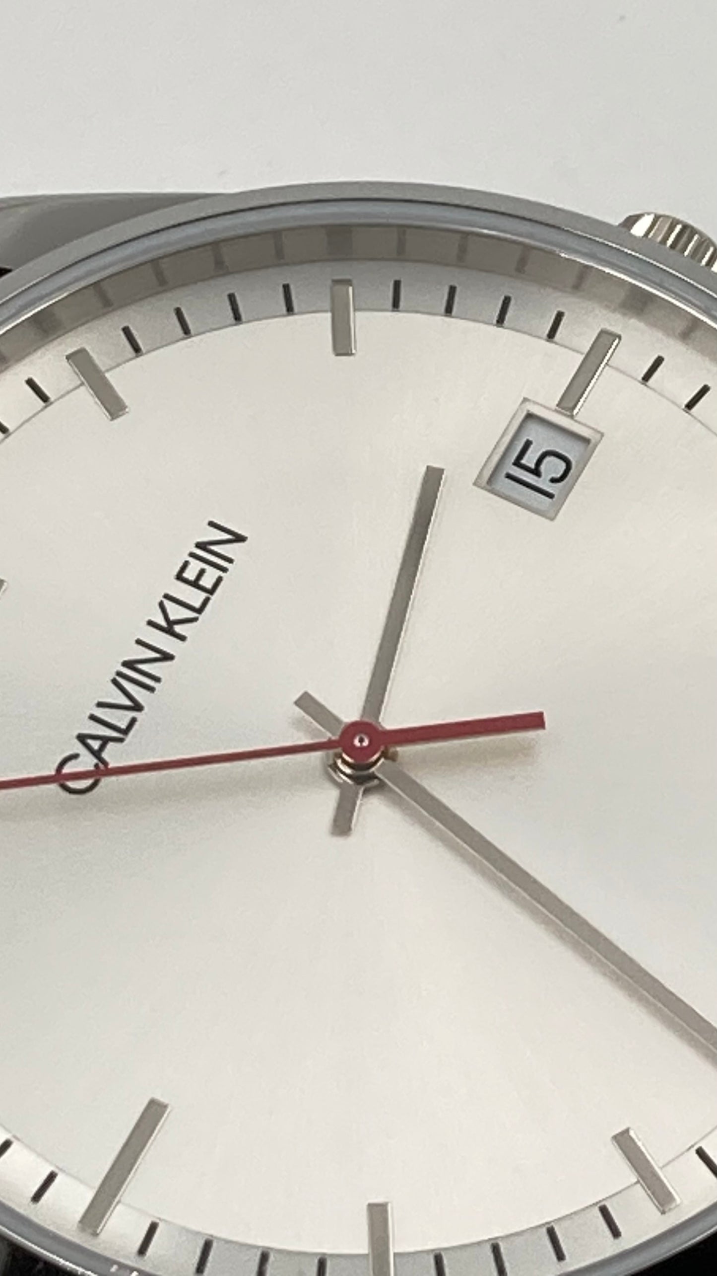 New Swiss Made CALVIN KLEIN Time Black Leather Strap Men's Quartz Watch