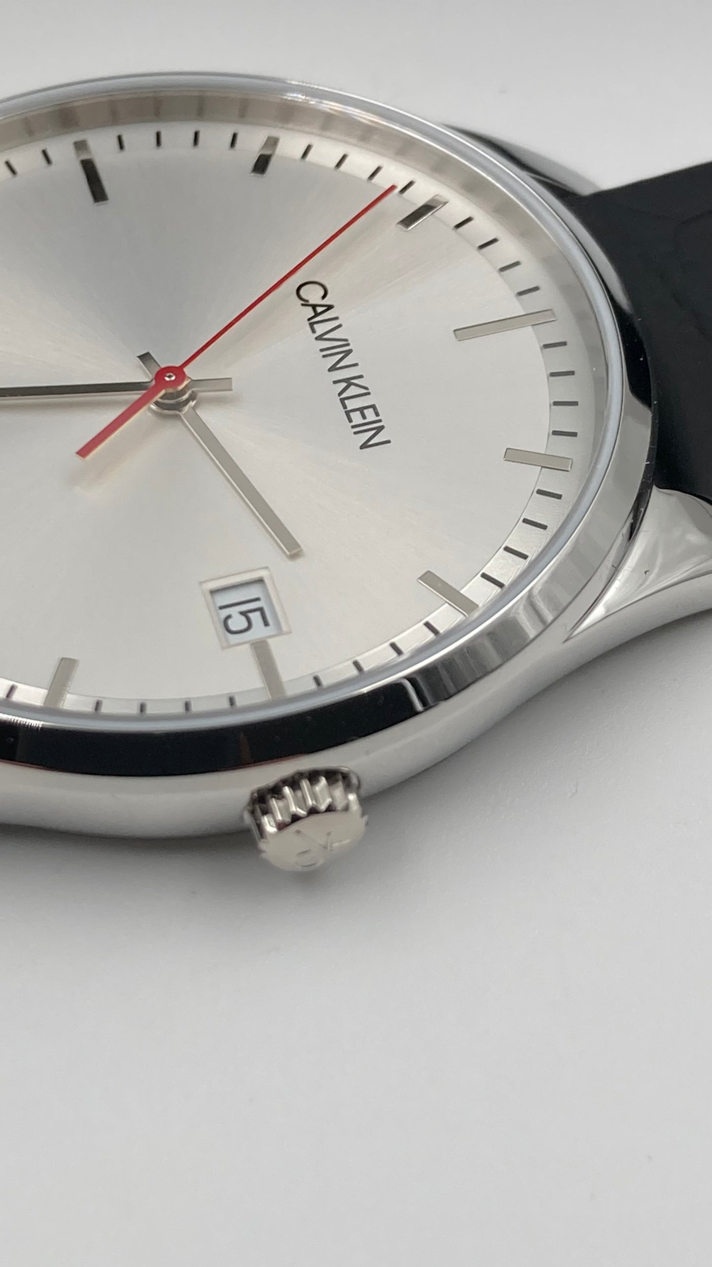 New Swiss Made CALVIN KLEIN Time Black Leather Strap Men's Quartz Watch